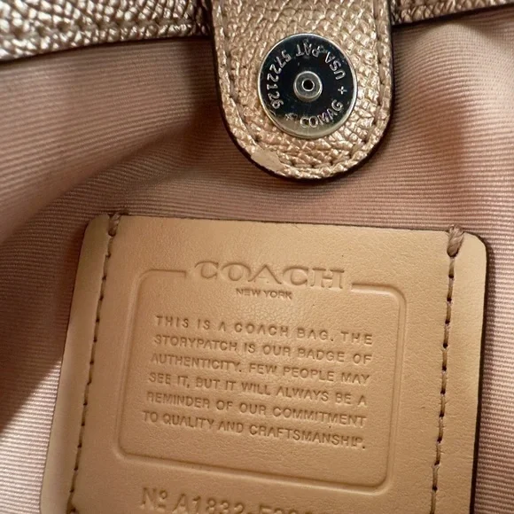 EUC Coach Mini Sage Carryall Rose Gold metallic silver hardware